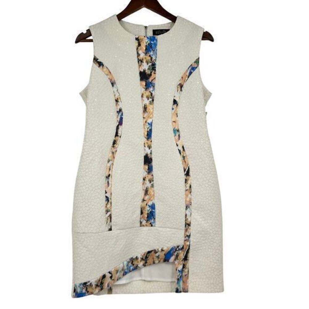 NEW Elliatt Revolve spot sateen & underwater print sheath dress milk print large